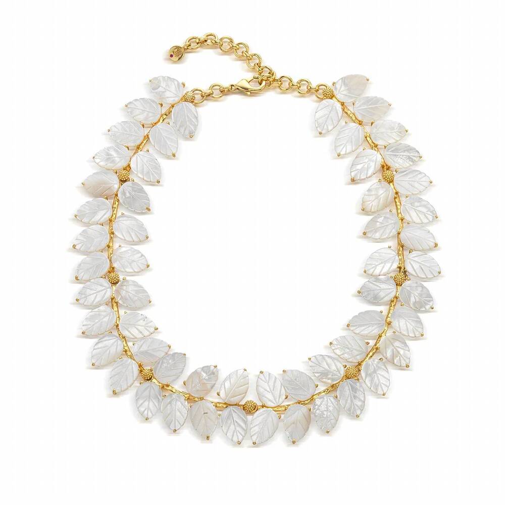 NEW CAPUCINE DE WULF women's mermaid garden vine necklace in mother of pearl